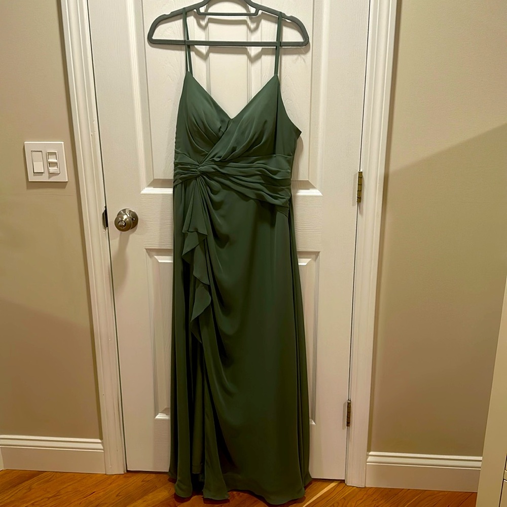 Azazie Emerald Dress - Eucalyptus Color, Custom Size ~Size 8